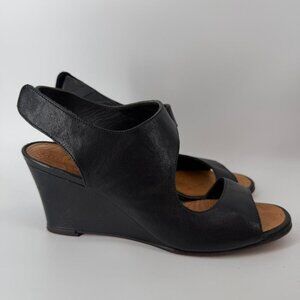 CHIE MIHARA Black Leather Ankle Strap Open Toe Sandals size 37.5 US 7